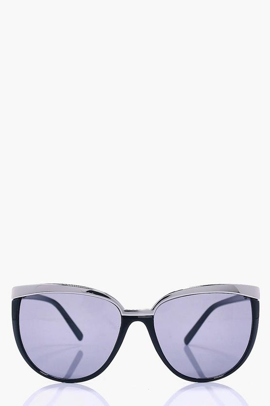 Sophia Metal Brow Black Cat Eye Sunglasses